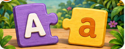 Uppercase and lowercase puzzle pieces
